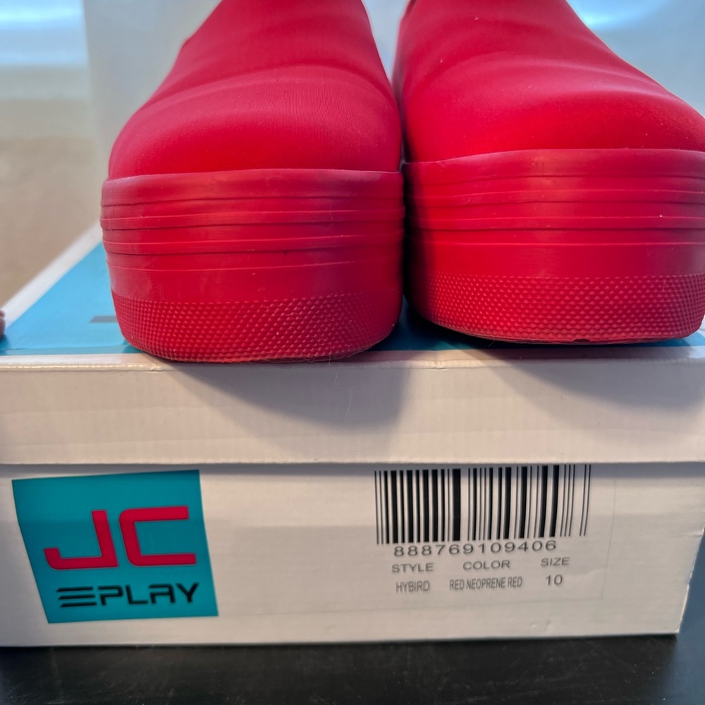 JC Play by Jeffrey Campbell Hybrid Red Neoprene Slipon platform Sneakers